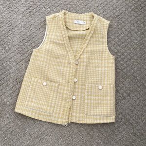 Vila yellow/white tweed vest